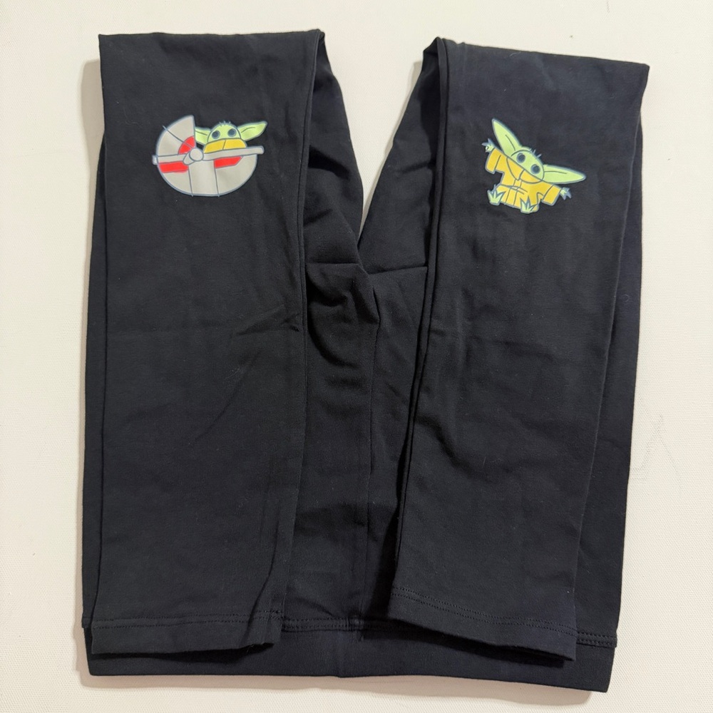 Disney Amazon Essentials Star Wars Grogu Black Leggings Girls Medium 8 YO NWOT